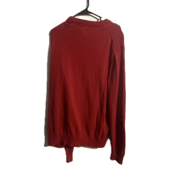 St. John's Bay Red and White Crew Neck Sweater with Festive Pattern - Picture 3 of 6